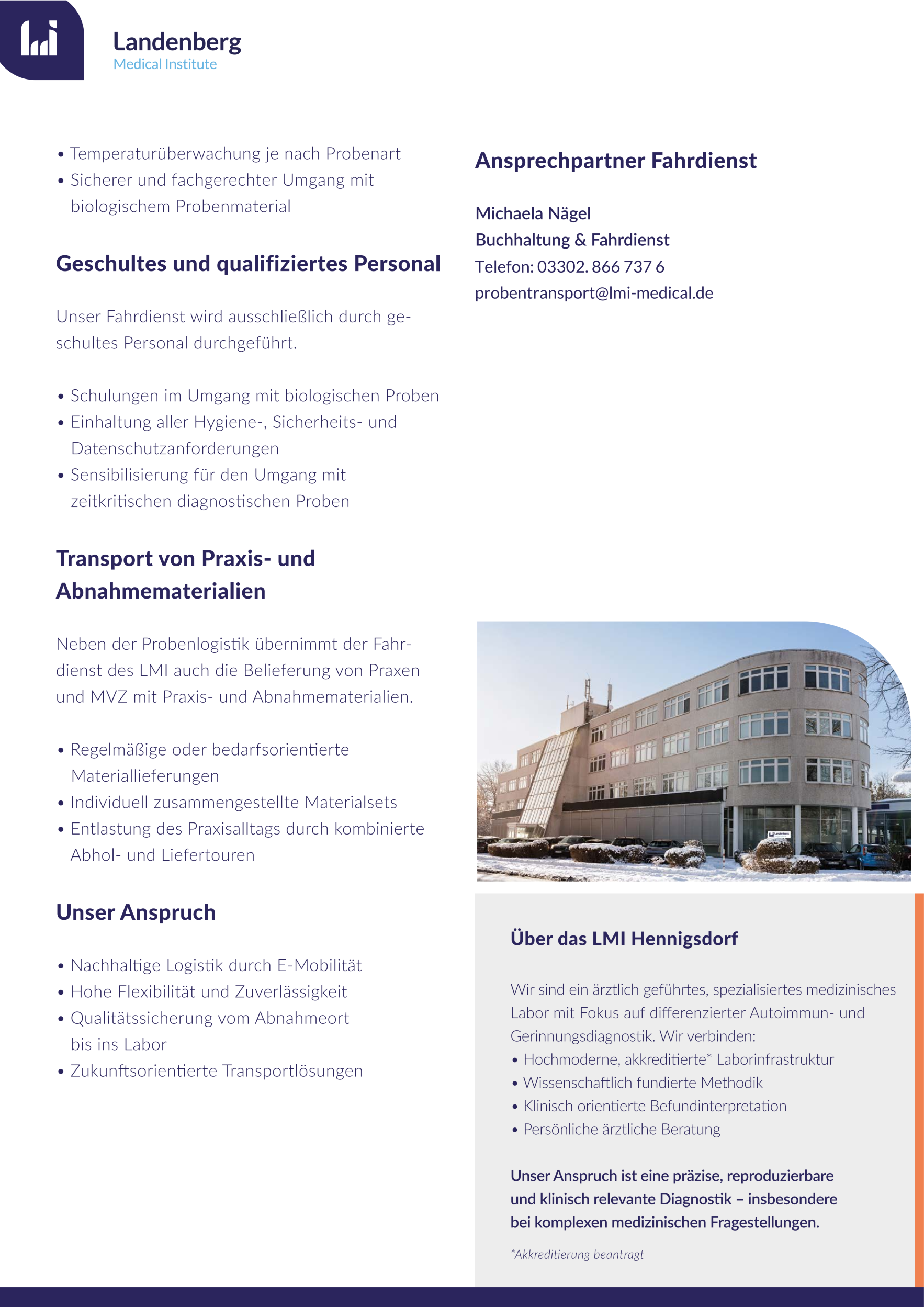 DinA4 Flyer Fahrdienst & Probenlogistik 2026 Webversion Seite 2
